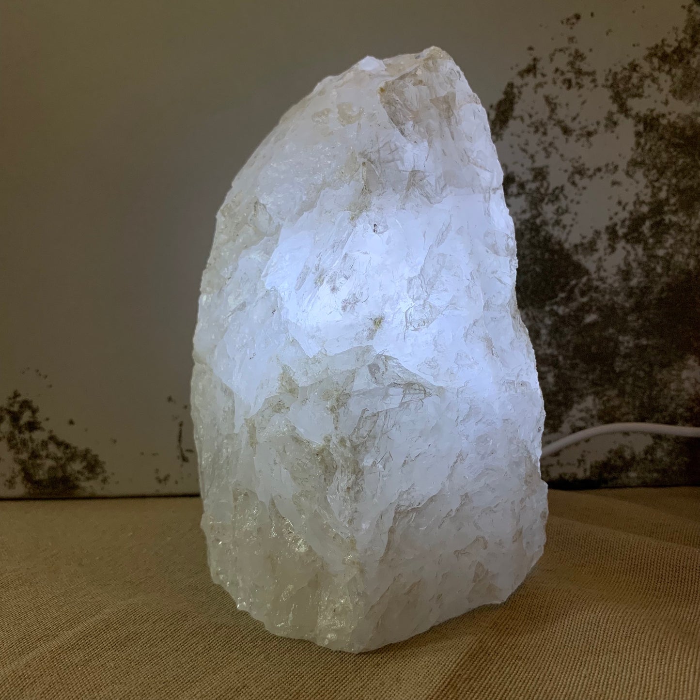 Raw, Clear Quartz Lamps with LED USB Plug