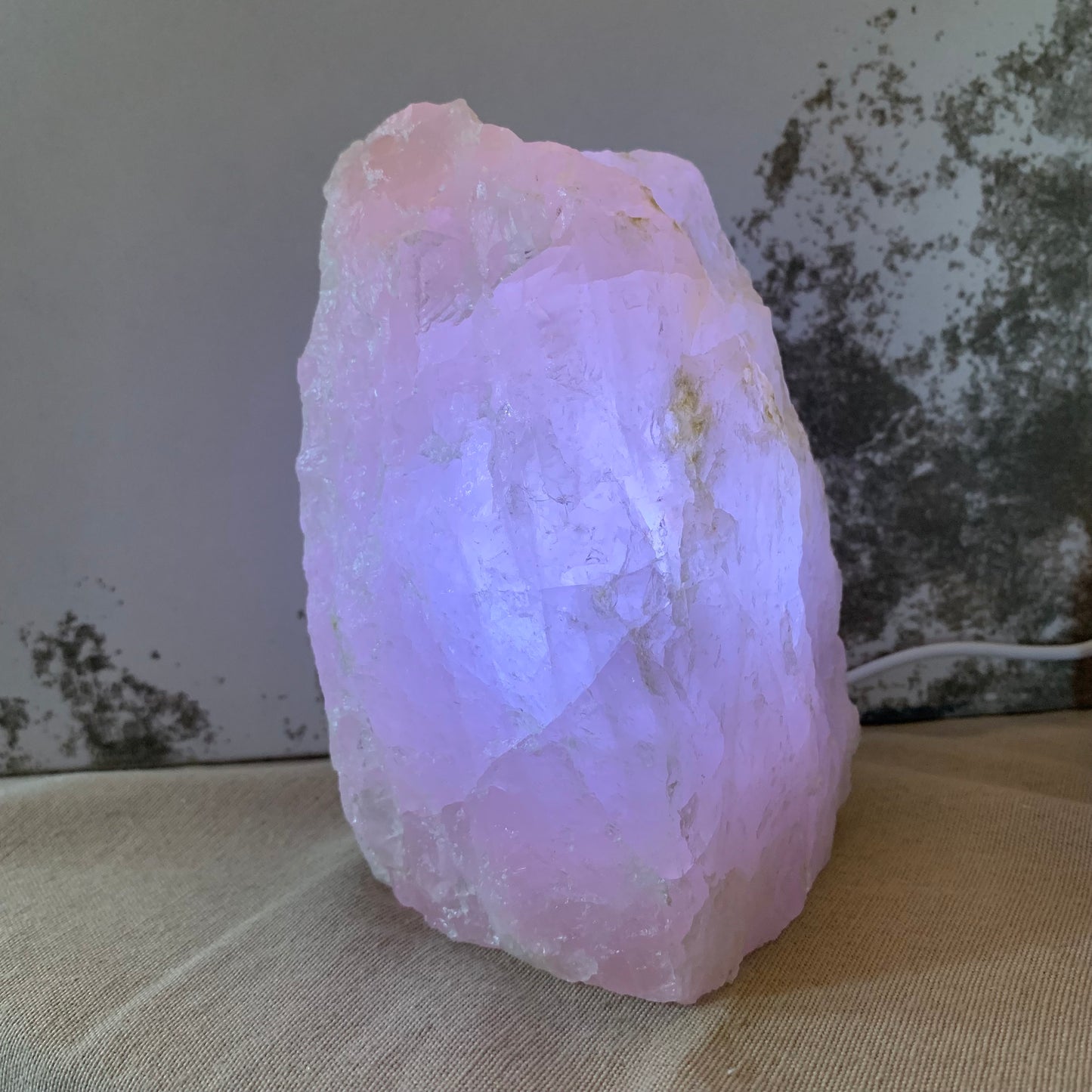 Raw, Rose Quartz Lamps with LED USB Plug