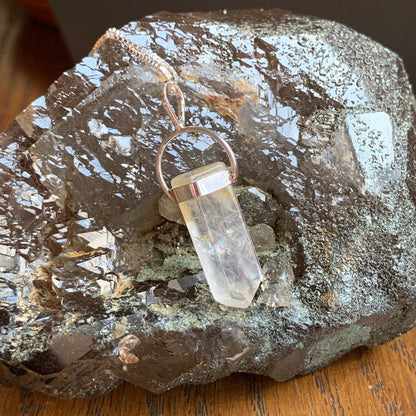 Golden Healer Quartz Necklace // Pendant + 18" Sterling Silver Chain