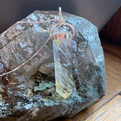 Golden Healer Quartz Necklace // Pendant + 18" Sterling Silver Chain