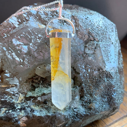 Golden Healer Quartz Necklace // Pendant + 18" Sterling Silver Chain