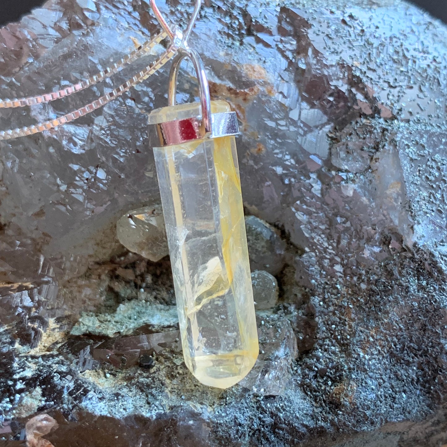 Golden Healer Quartz Necklace // Pendant + 18" Sterling Silver Chain