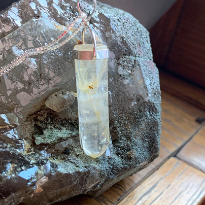 Golden Healer Quartz Necklace // Pendant + 18" Sterling Silver Chain