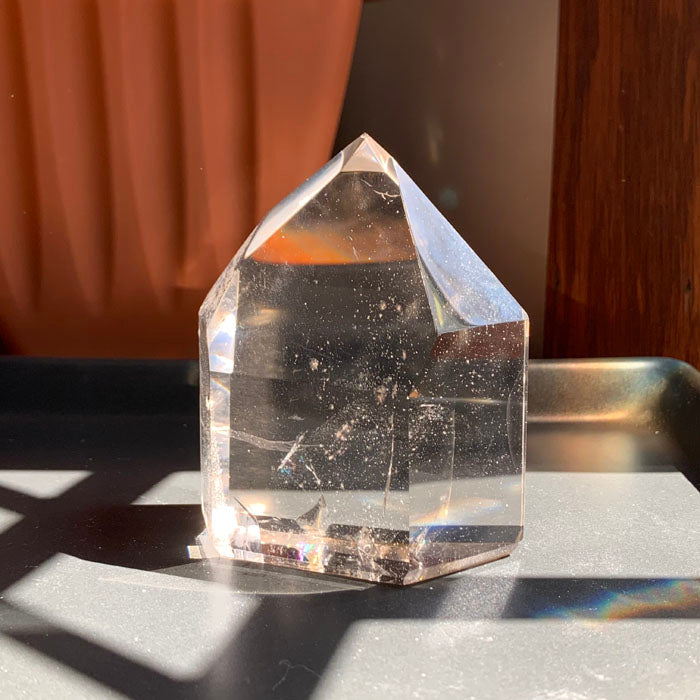 Light Smoky Quartz Tower with Rainbows