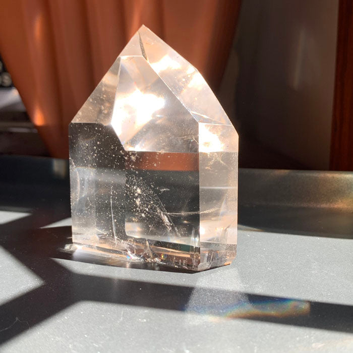 Light Smoky Quartz Tower with Rainbows