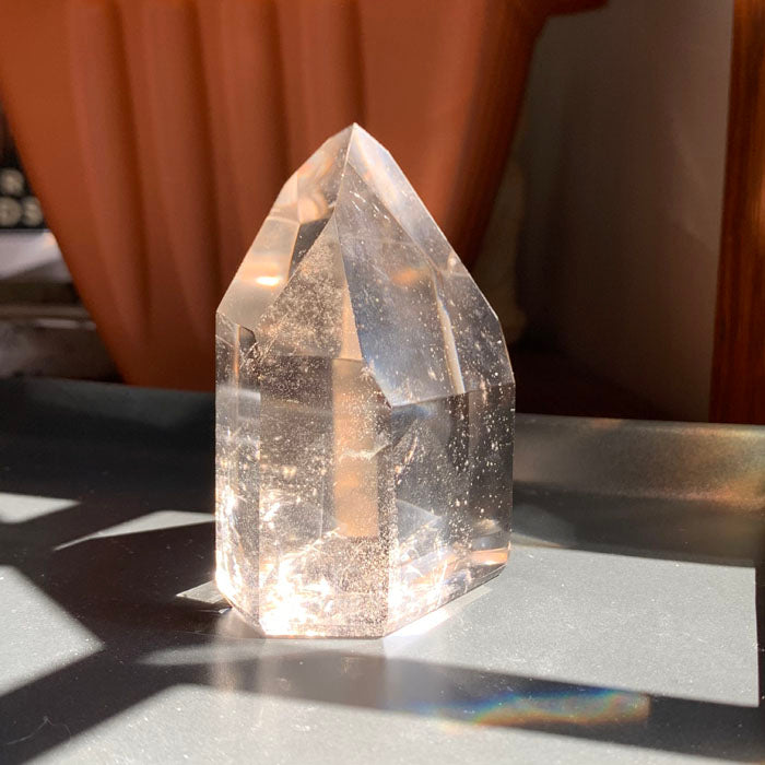 Light Smoky Quartz Tower with Rainbows