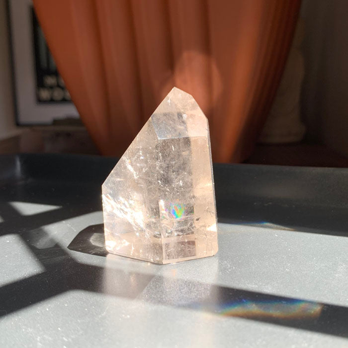 Light Smoky Quartz Tower with Rainbows