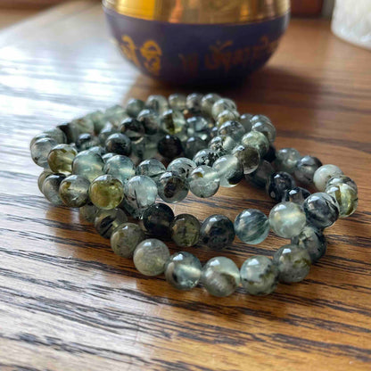 Prehnite Bracelets // 7" bracelet + 8.5mm bead