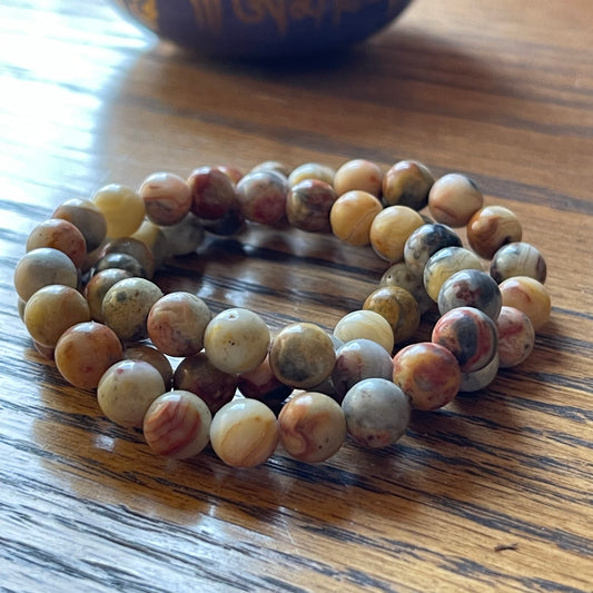 Crazy Lace Agate Bracelets //  7" bracelet + 9mm bead