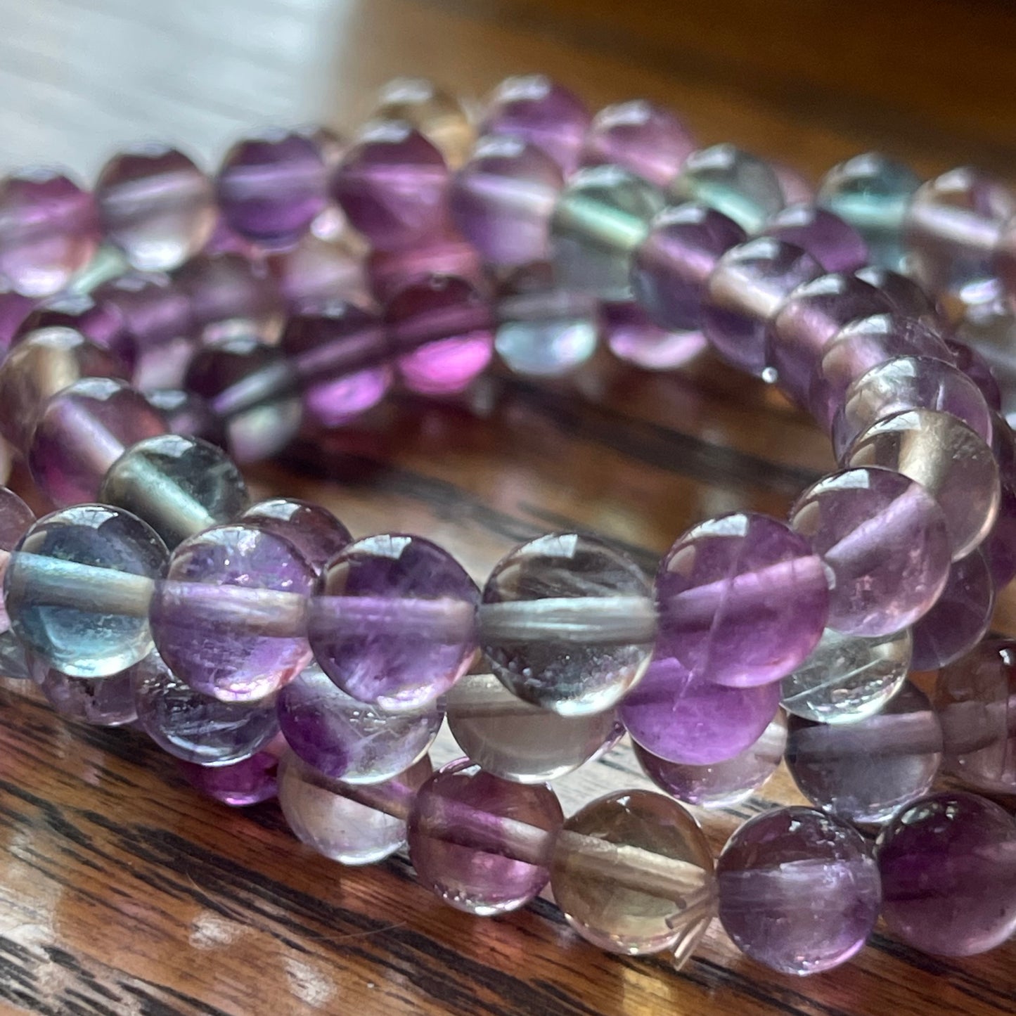 Rainbow Fluorite Bracelets // 6" bracelet + 7mm bead