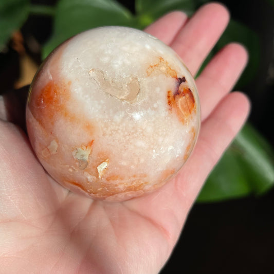 Carnelian Flower Agate Sphere 57mm | Large Madagascar Pink Crystal Ball | Statement Display Sphere