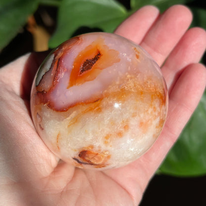 Carnelian Flower Agate Sphere - 57mm