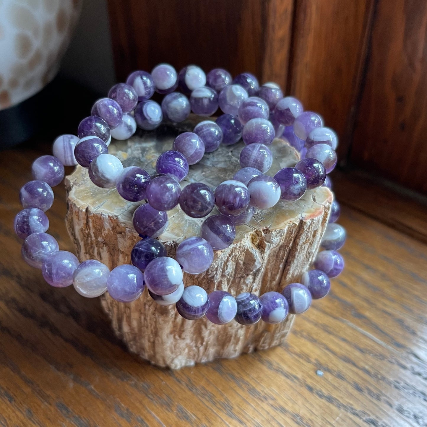 Chevron Amethyst Bracelets // 7" bracelet + 8.5" bead