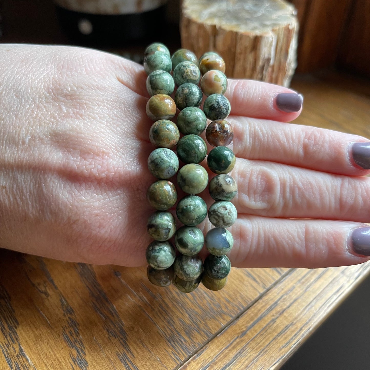 Rainforest Jasper Bracelets //  7" bracelet + 7.5mm bead