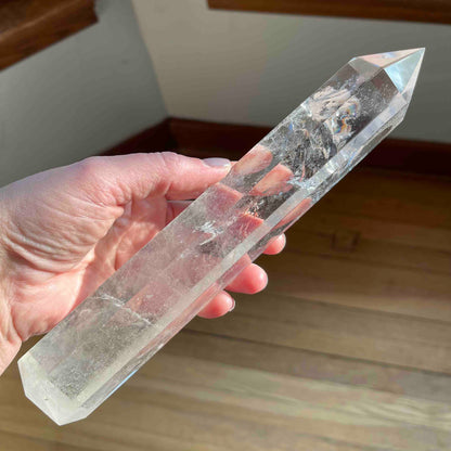 Extra Tall Clear Quartz Tower with Rainbows // 9" tall