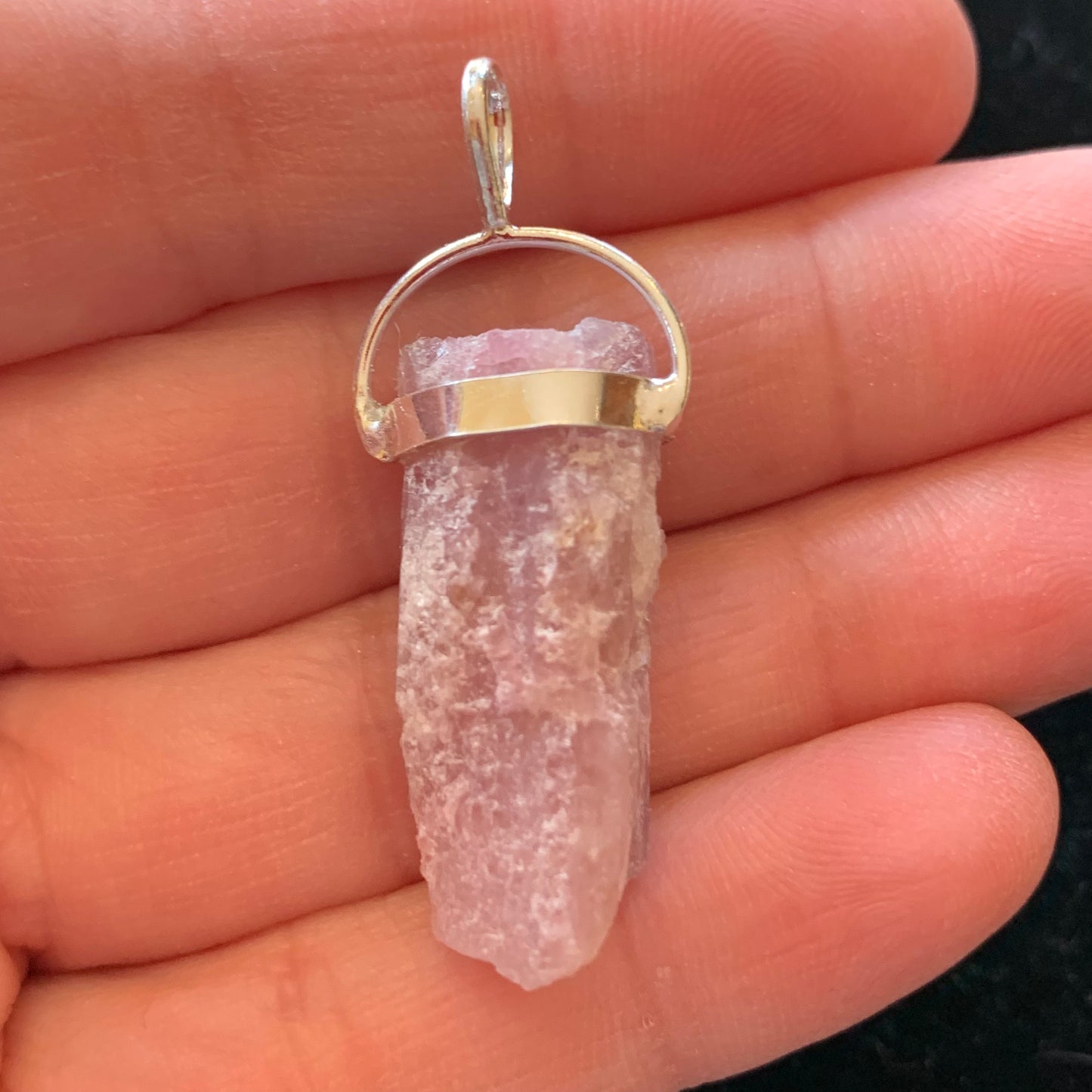 Raw Pink Tourmaline Necklace // Pendant + Sterling Silver Chain