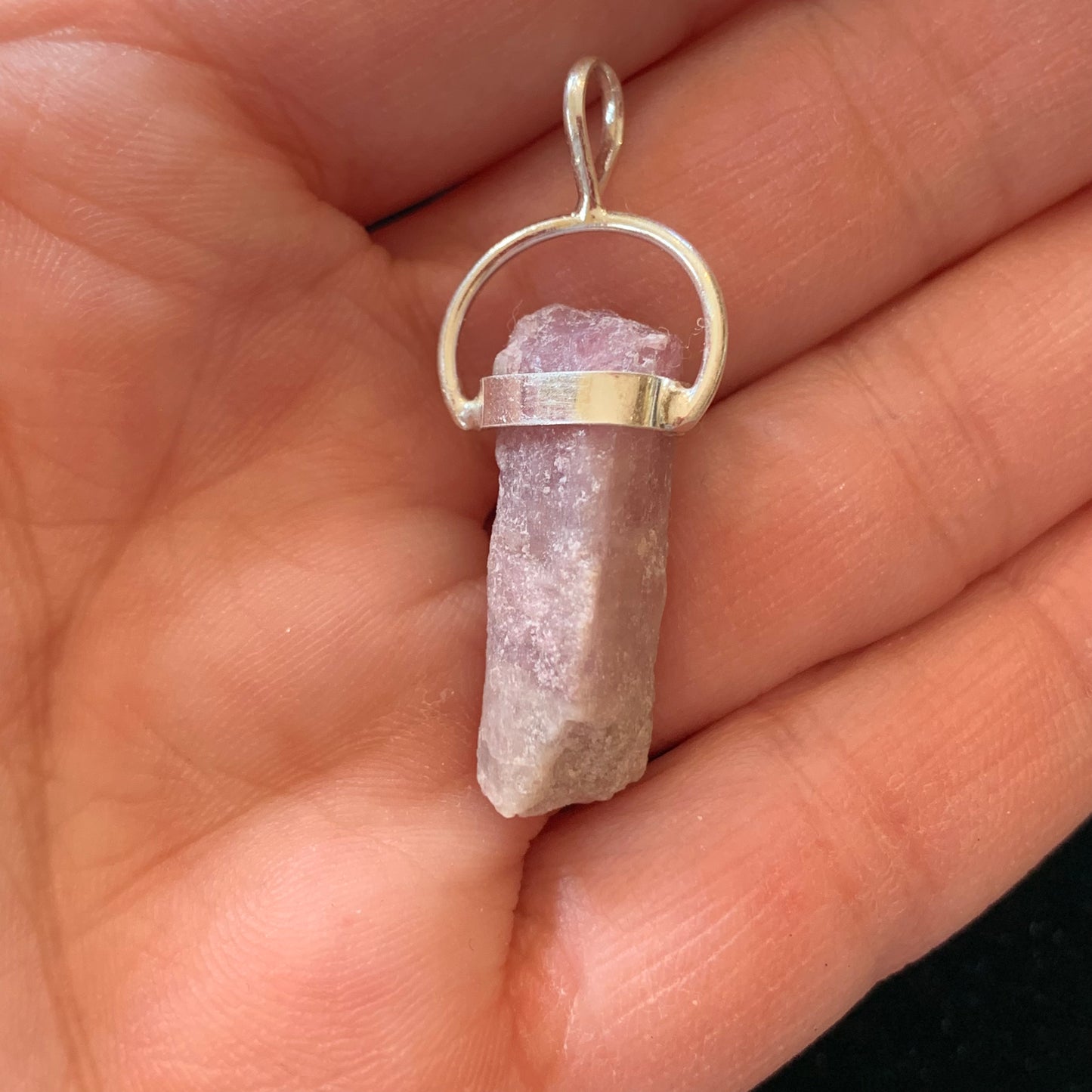 Raw Pink Tourmaline Necklace // Pendant + Sterling Silver Chain