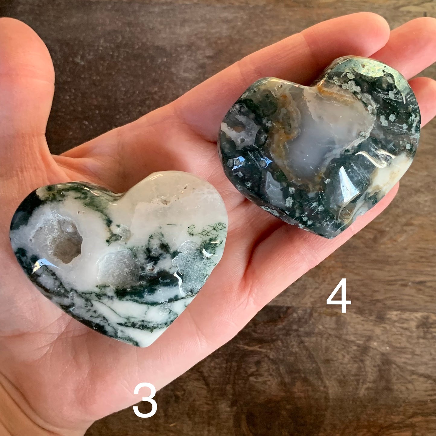 Moss Agate Hearts