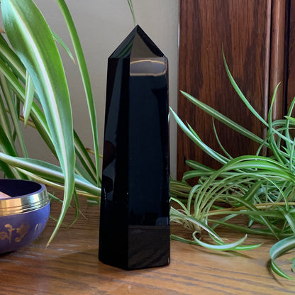 Large Black Obsidian Tower - 6.25"