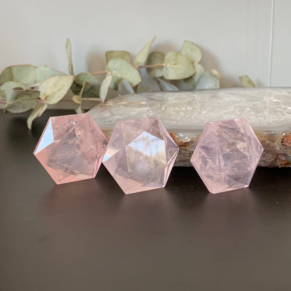 Faceted Rose Quartz Hexagon