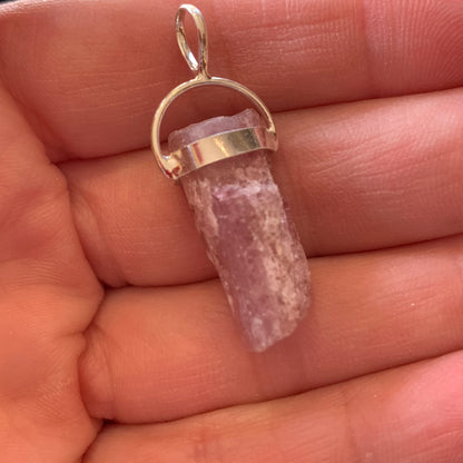 Raw Pink Tourmaline Necklace // Pendant + Sterling Silver Chain