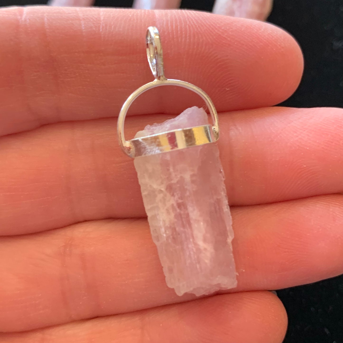 Raw Pink Tourmaline Necklace // Pendant + Sterling Silver Chain