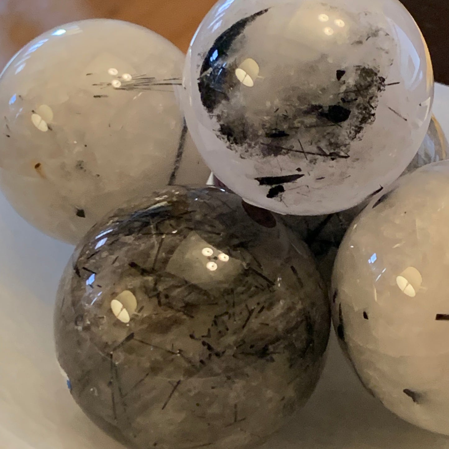 Black Tourmaline in Quartz Spheres