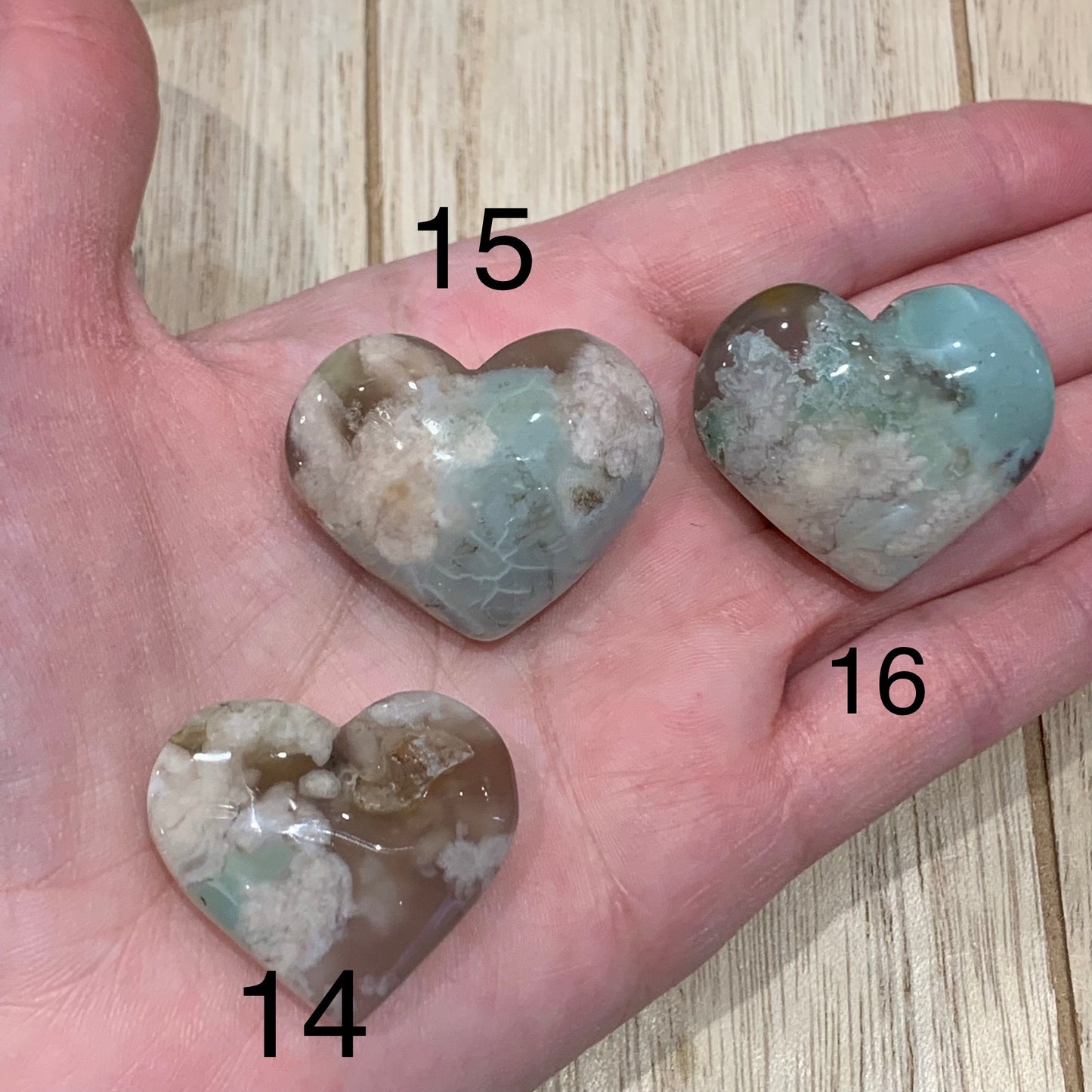 Green Flower Agate Puffy Hearts // Stunning + High Quality // Multiple Sizes