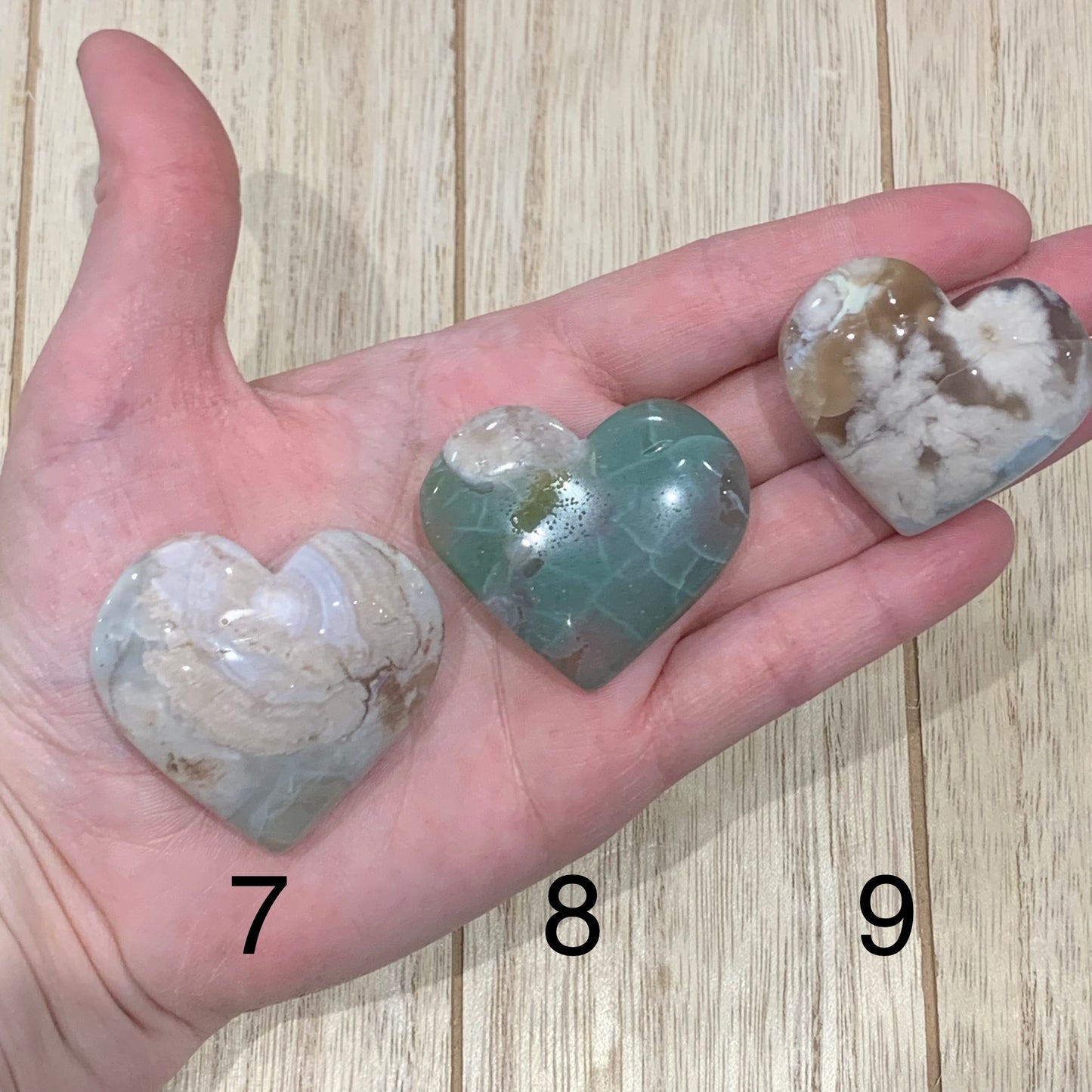 Green Flower Agate Puffy Hearts // Stunning + High Quality // Multiple Sizes