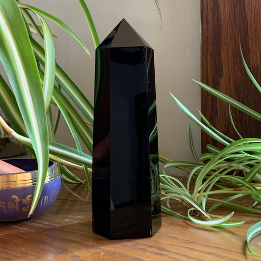 Large Black Obsidian Tower - 6.25"