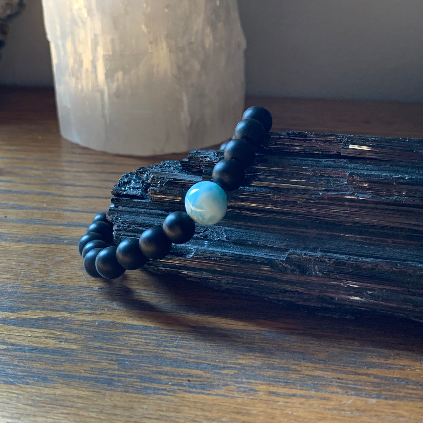 Larimar + Black Onyx Bracelets