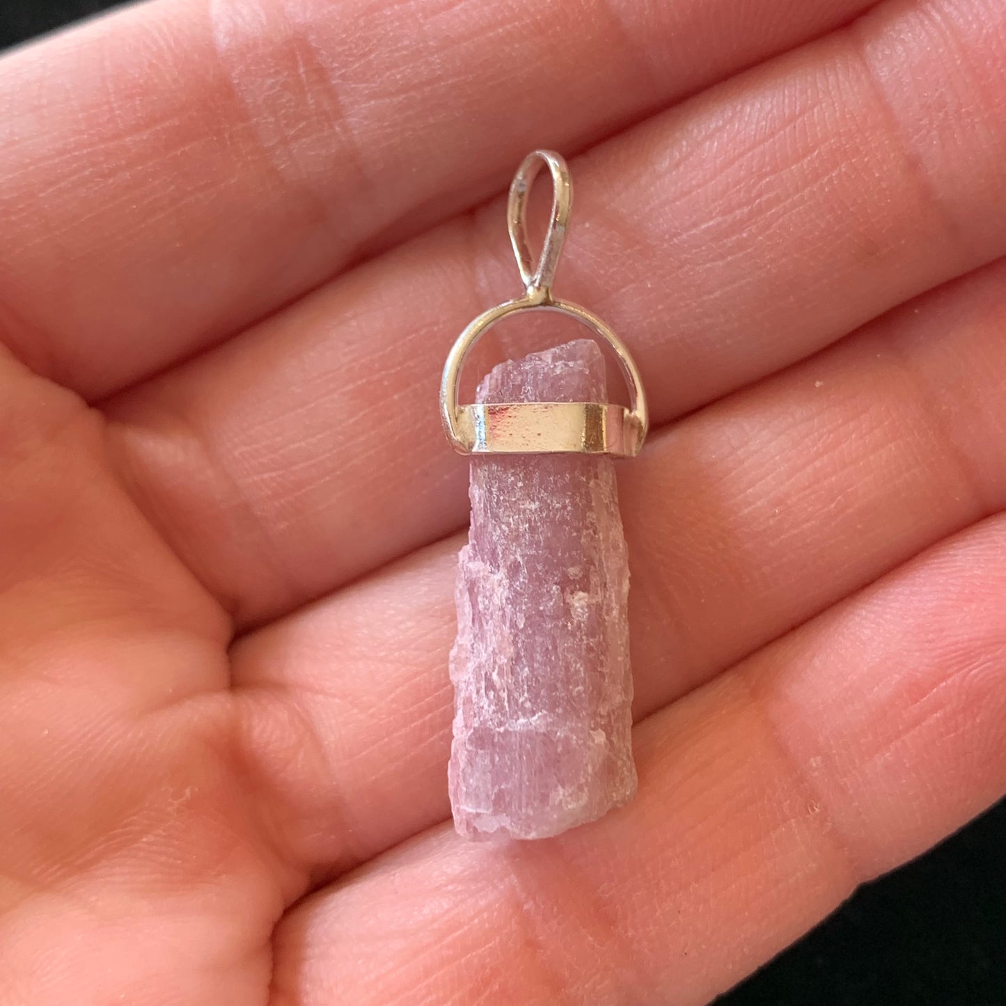 Raw Pink Tourmaline Necklace // Pendant + Sterling Silver Chain