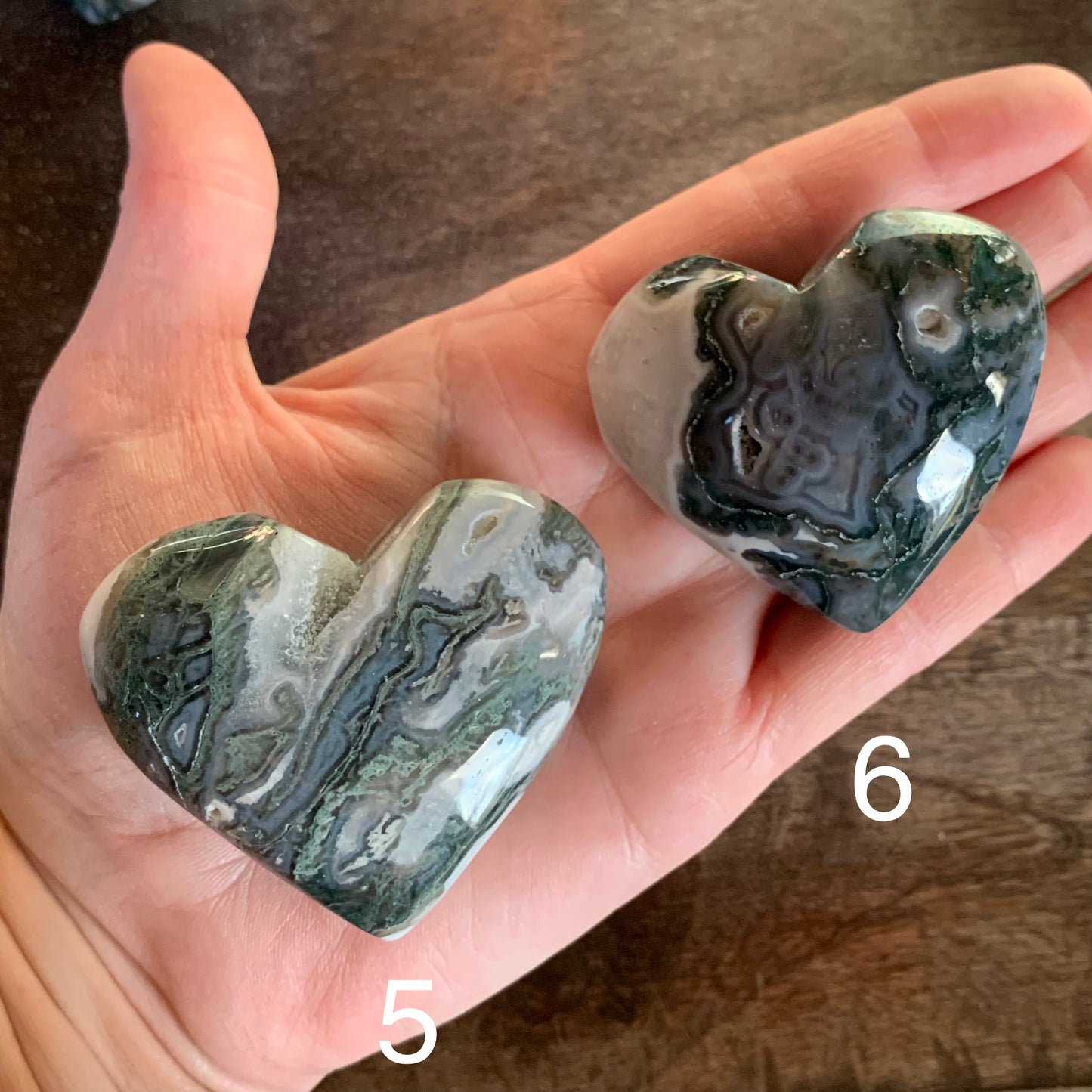 Moss Agate Hearts