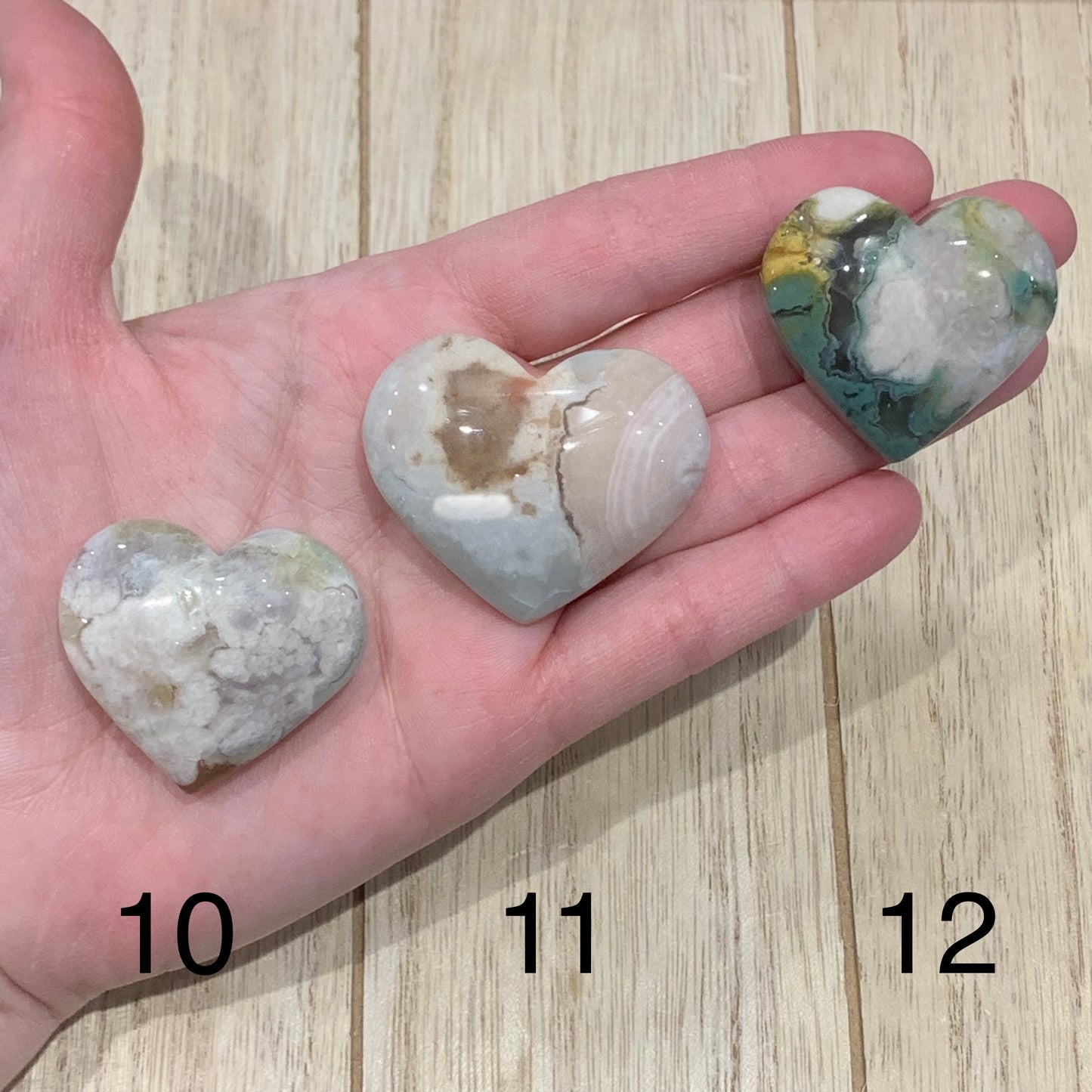 Green Flower Agate Puffy Hearts // Stunning + High Quality // Multiple Sizes