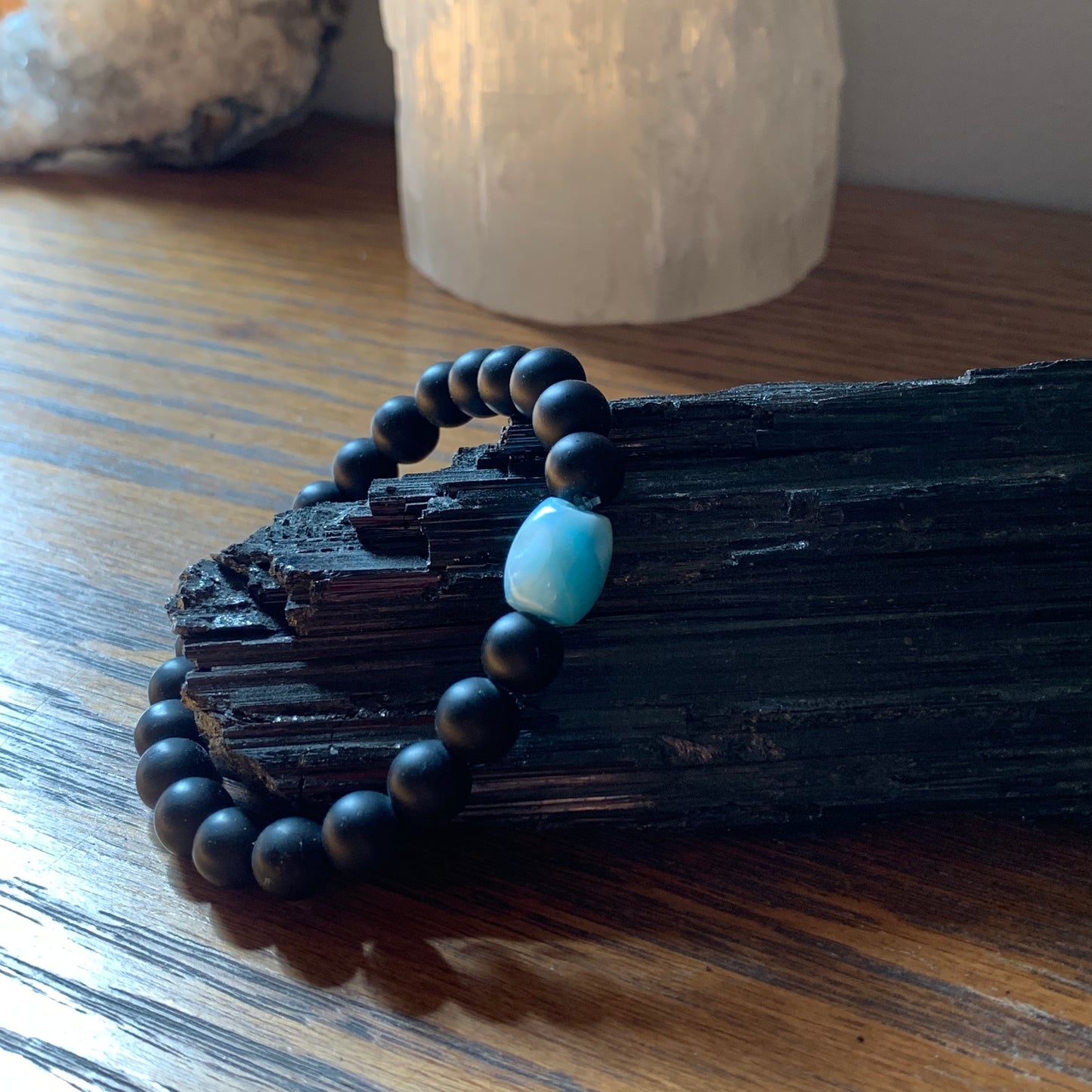 Larimar + Black Onyx Bracelets