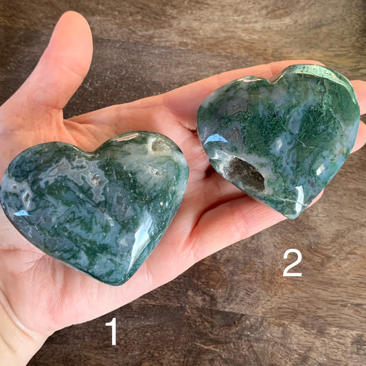 Moss Agate Hearts