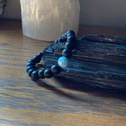 Larimar + Black Onyx Bracelets